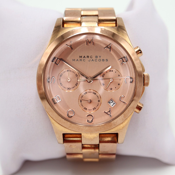 Marc Jacobs Women's Rose Gold Tone Chronograph Watch 38mm MBM3107 w New Battery - Picture 1 of 15